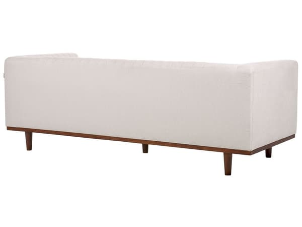 Sofa Beige Polyester Polstret 3-seter Moderne Sofa Stil Stue Brede Armlener Tuftet Ryggstøtte