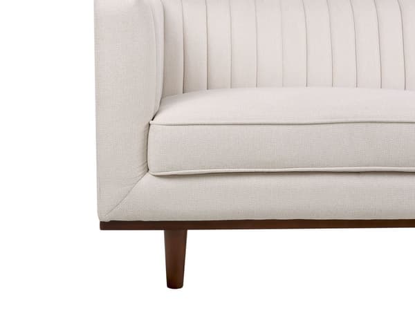 Sofa Beige Polyester Polstret 3-seter Moderne Sofa Stil Stue Brede Armlener Tuftet Ryggstøtte