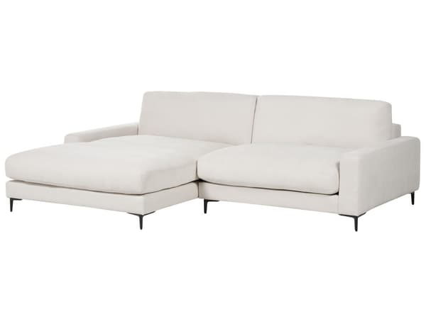 Høyrehånds hjørnesofa Off-White stoff Polyester Metall Svarte ben 190 x 272 x 83 cm Polstret rygg 3-seters L-formet Moderne stil Stue