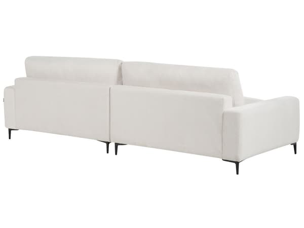 Høyrehånds hjørnesofa Off-White stoff Polyester Metall Svarte ben 190 x 272 x 83 cm Polstret rygg 3-seters L-formet Moderne stil Stue