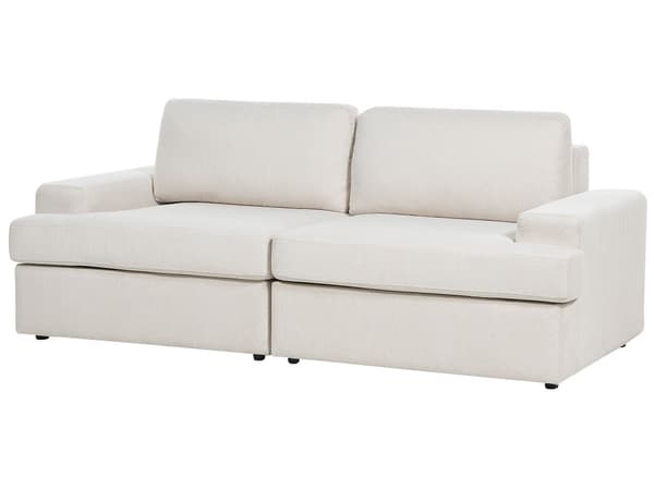 Sofa i Lysebeige-stoff med polstret 3-seters sofa med tykk polstret rygg Classic Living Room Sofa