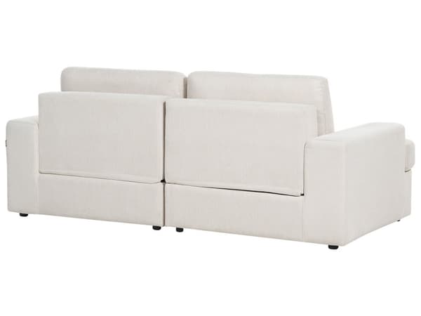 Sofa i Lysebeige-stoff med polstret 3-seters sofa med tykk polstret rygg Classic Living Room Sofa