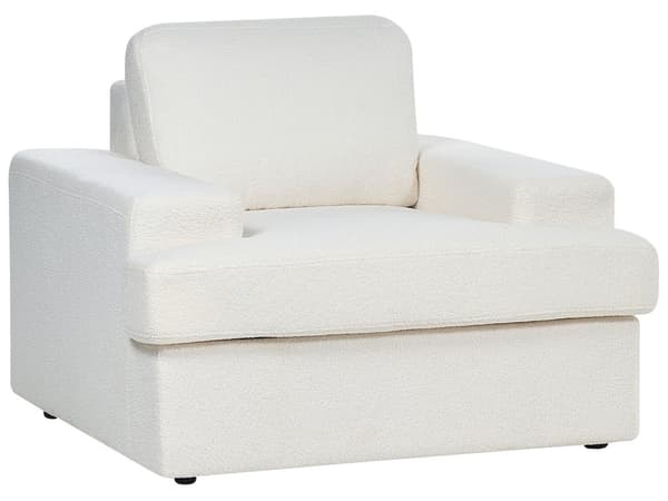 Sofasett i hvit boucle med polstret 5-seter og lenestol med polstret, tykt polstret rygg Classic Living Room sofa