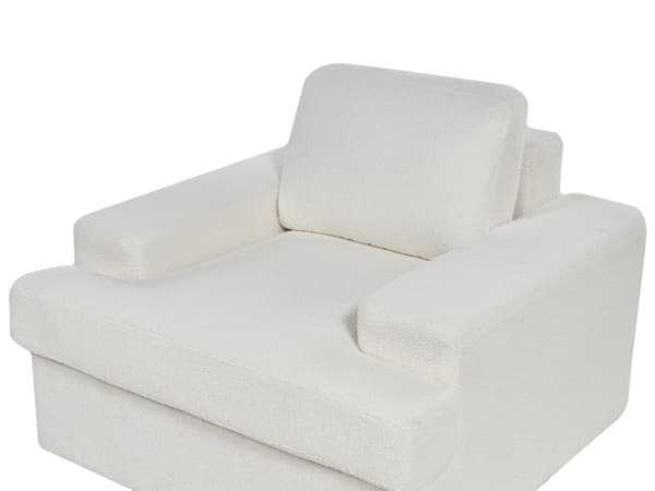 Sofasett i hvit boucle med polstret 5-seter og lenestol med polstret, tykt polstret rygg Classic Living Room sofa