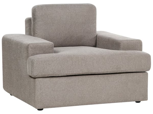 Sofasett i taupe stoff med polstret 5-seter og lenestol med polstret, tykt polstret rygg Classic Living Room sofa