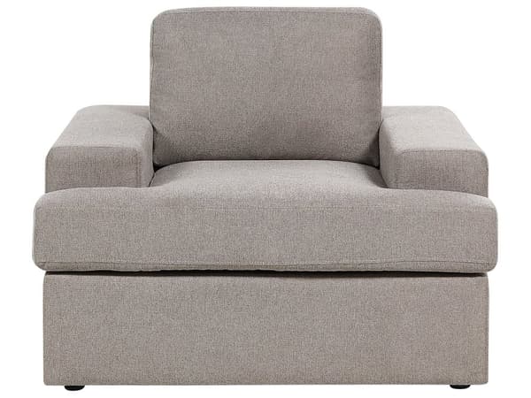 Sofasett i taupe stoff med polstret 5-seter og lenestol med polstret, tykt polstret rygg Classic Living Room sofa