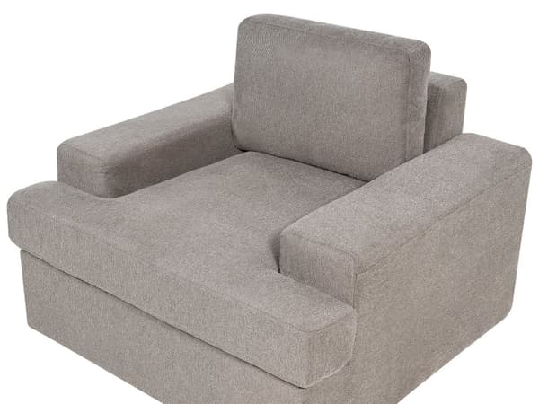 Sofasett i taupe stoff med polstret 5-seter og lenestol med polstret, tykt polstret rygg Classic Living Room sofa