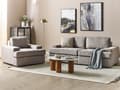 Miniatyrbilde 2 av 11: Sofasett i taupe stoff Polstret 4-seter med lenestol Polstret tykk rygg Classic Living Room Sofa