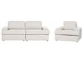 Miniatyrbilde 1 av 11: Sofasett i lysebeige stoff Polstret 4-seter med lenestol Polstret tykk rygg Classic Living Room Sofa