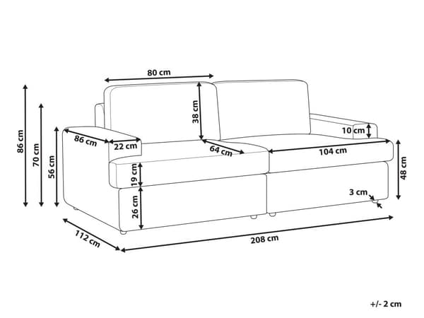 Sofa i Hvit-boucle med polstret 3-seters sofa med tykk polstret rygg Classic Living Room Sofa