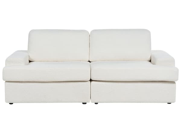 Sofa i Hvit-boucle med polstret 3-seters sofa med tykk polstret rygg Classic Living Room Sofa