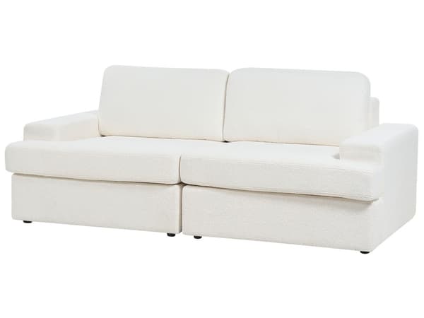 Sofa i Hvit-boucle med polstret 3-seters sofa med tykk polstret rygg Classic Living Room Sofa