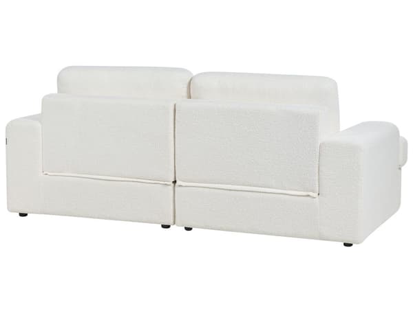 Sofa i Hvit-boucle med polstret 3-seters sofa med tykk polstret rygg Classic Living Room Sofa