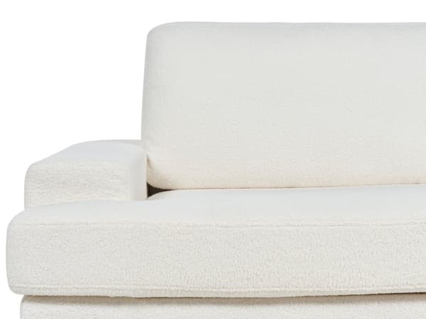 Sofa i Hvit-boucle med polstret 3-seters sofa med tykk polstret rygg Classic Living Room Sofa