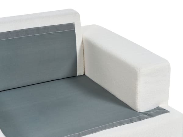 Sofa i Hvit-boucle med polstret 3-seters sofa med tykk polstret rygg Classic Living Room Sofa