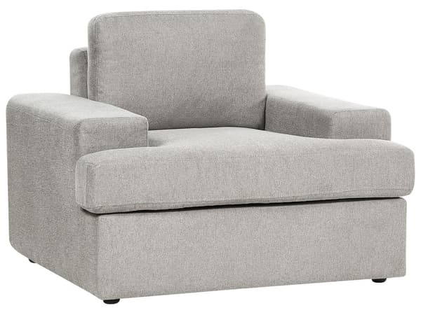 Sofasett i lysegrå stoff Polstret 4-seter med lenestol Polstret tykk rygg Classic Living Room Sofa