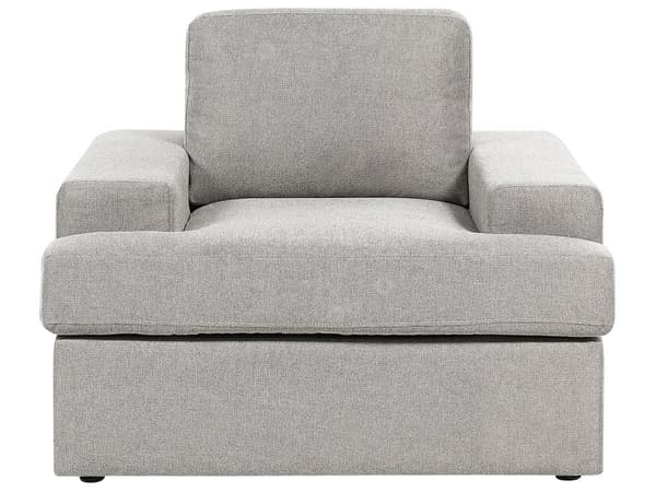 Sofasett i lysegrå stoff Polstret 4-seter med lenestol Polstret tykk rygg Classic Living Room Sofa