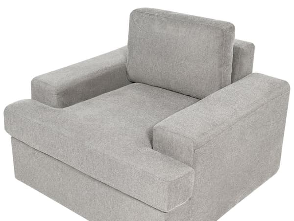 Sofasett i lysegrå stoff Polstret 4-seter med lenestol Polstret tykk rygg Classic Living Room Sofa