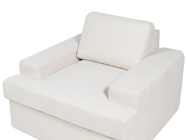 Sofasett i lysebeige stoff med polstret 5-seter og lenestol med polstret, tykt polstret rygg Classic Living Room sofa
