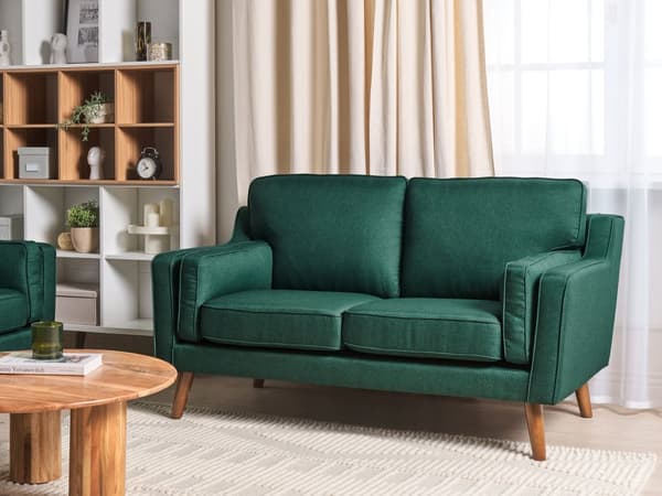 Sofa Mørkegrøn Stof 2 Personers Moderne Loveseat Blød Stofsofa Stuen Klassisk Designsofa til Værelse