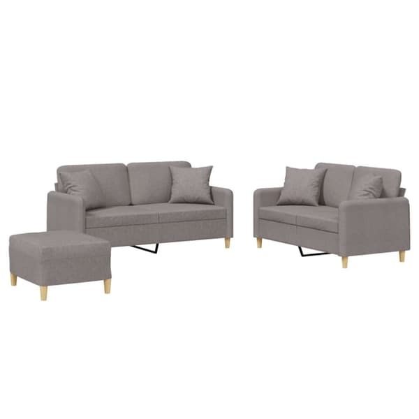 vidaXL sofasæt 3 dele med puder stof gråbrun