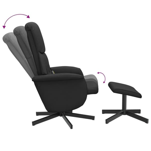 vidaXL Massagefåtölj med fotpall svart tyg