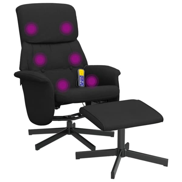vidaXL Massagefåtölj med fotpall svart tyg