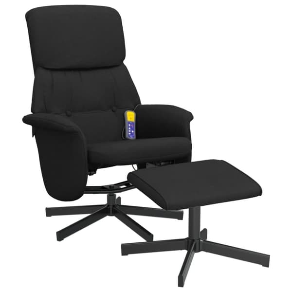 vidaXL Massagefåtölj med fotpall svart tyg