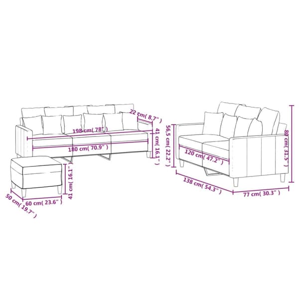 vidaXL sofasæt 3 dele med hynder velour lyserød