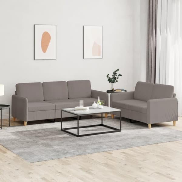 vidaXL sofasæt 2 dele med hynder stof gråbrun