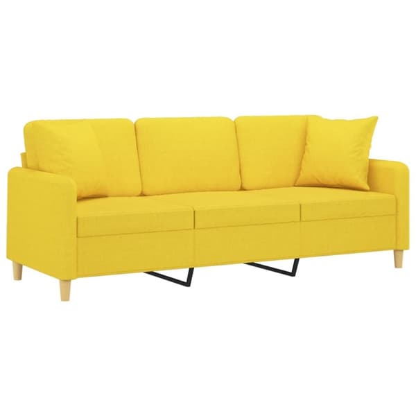 vidaXL 3-personers sofa med pyntepuder 180 cm stof lysegul