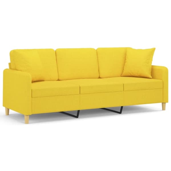 vidaXL 3-personers sofa med pyntepuder 180 cm stof lysegul
