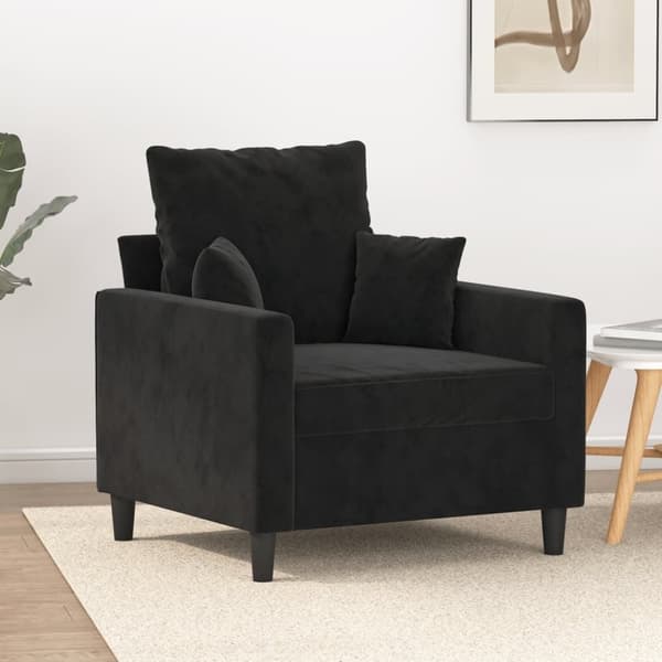 vidaXL lænestol 60 cm velour sort