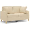 Miniatyrbillede 3 af 8: vidaXL 2-personers sofa med pyntepuder 120 cm stof cremefarvet