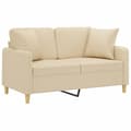 Miniatyrbillede 2 af 8: vidaXL 2-personers sofa med pyntepuder 120 cm stof cremefarvet