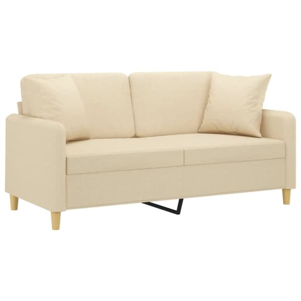 vidaXL 2-sits soffa med prydnadskuddar gräddvit 140 cm tyg