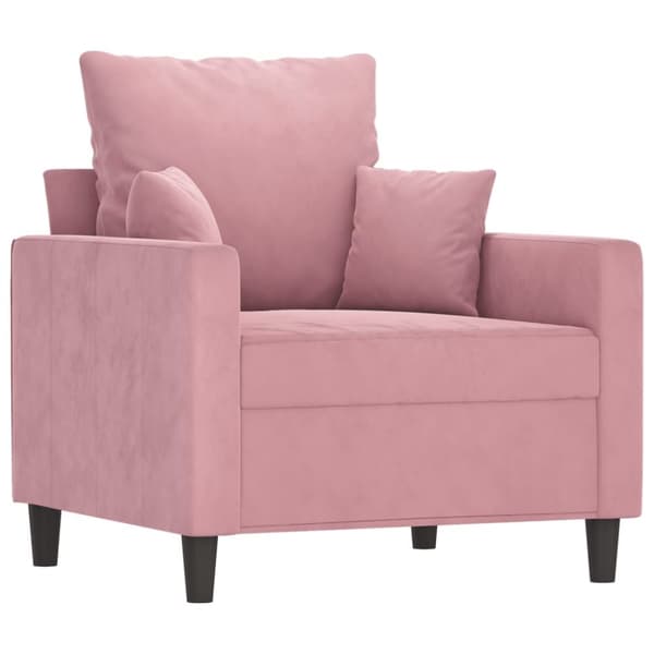 vidaXL Soffgrupp med dynor 4 delar rosa sammet