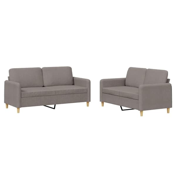 vidaXL Soffgrupp med dynor 2 delar Taupe tyg