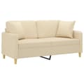 Miniatyrbillede 2 af 8: vidaXL 2-personers sofa med pyntepuder 140 cm stof cremefarvet