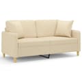 Miniatyrbillede 1 af 8: vidaXL 2-personers sofa med pyntepuder 140 cm stof cremefarvet