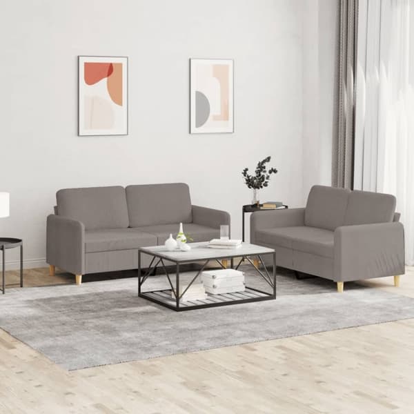 vidaXL sofasæt 2 dele med hynder stof gråbrun