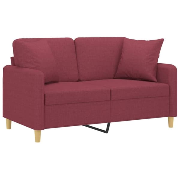 vidaXL 2-personers sofa med pyntepuder 120 cm stof vinrød