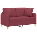 Miniatyrbillede 3 af 8: vidaXL 2-personers sofa med pyntepuder 120 cm stof vinrød