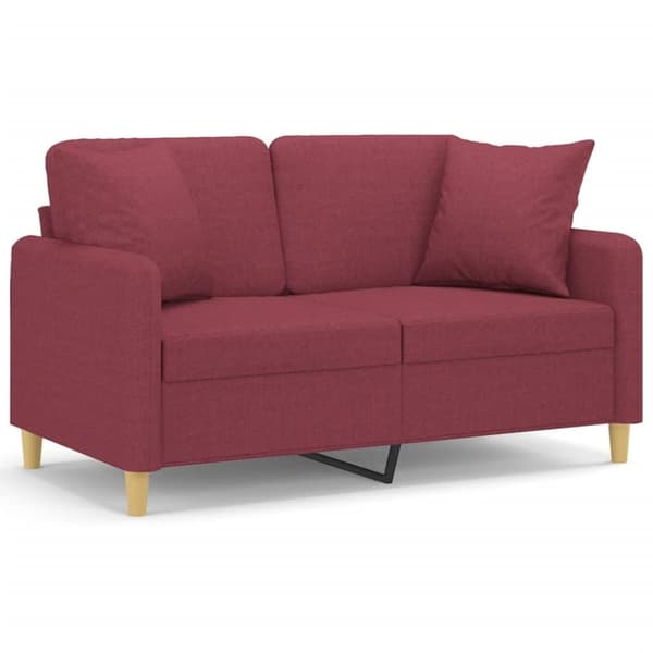 vidaXL 2-personers sofa med pyntepuder 120 cm stof vinrød