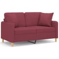 Miniatyrbillede 2 af 8: vidaXL 2-personers sofa med pyntepuder 120 cm stof vinrød