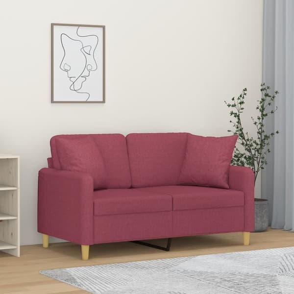 vidaXL 2-personers sofa med pyntepuder 120 cm stof vinrød
