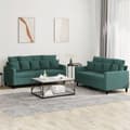Miniatyrbillede 7 af 7: vidaXL sofasæt 2 dele med hynder velour mørkegrøn