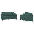 Miniatyrbillede 1 af 7: vidaXL sofasæt 2 dele med hynder velour mørkegrøn