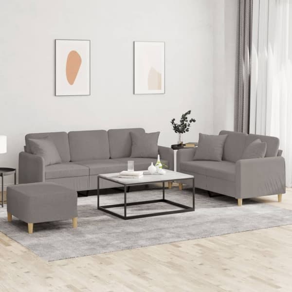 vidaXL sofasæt 3 dele med puder stof gråbrun