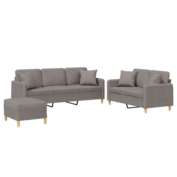 vidaXL sofasæt 3 dele med puder stof gråbrun